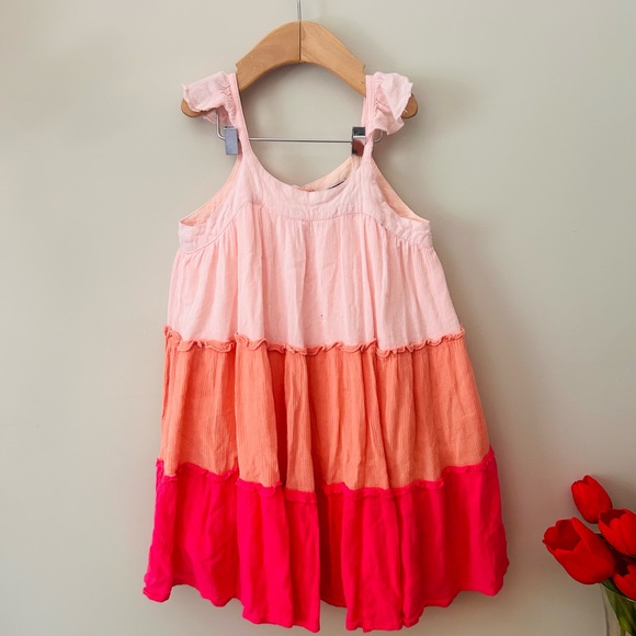 French Connection Pink and Orange Ruffled Tiered Sundress - Picture 1 of 6
